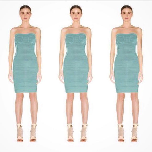 Herve Leger Dresses & Skirts - Herve Leger Adriana Cut out Side Dress in Blue